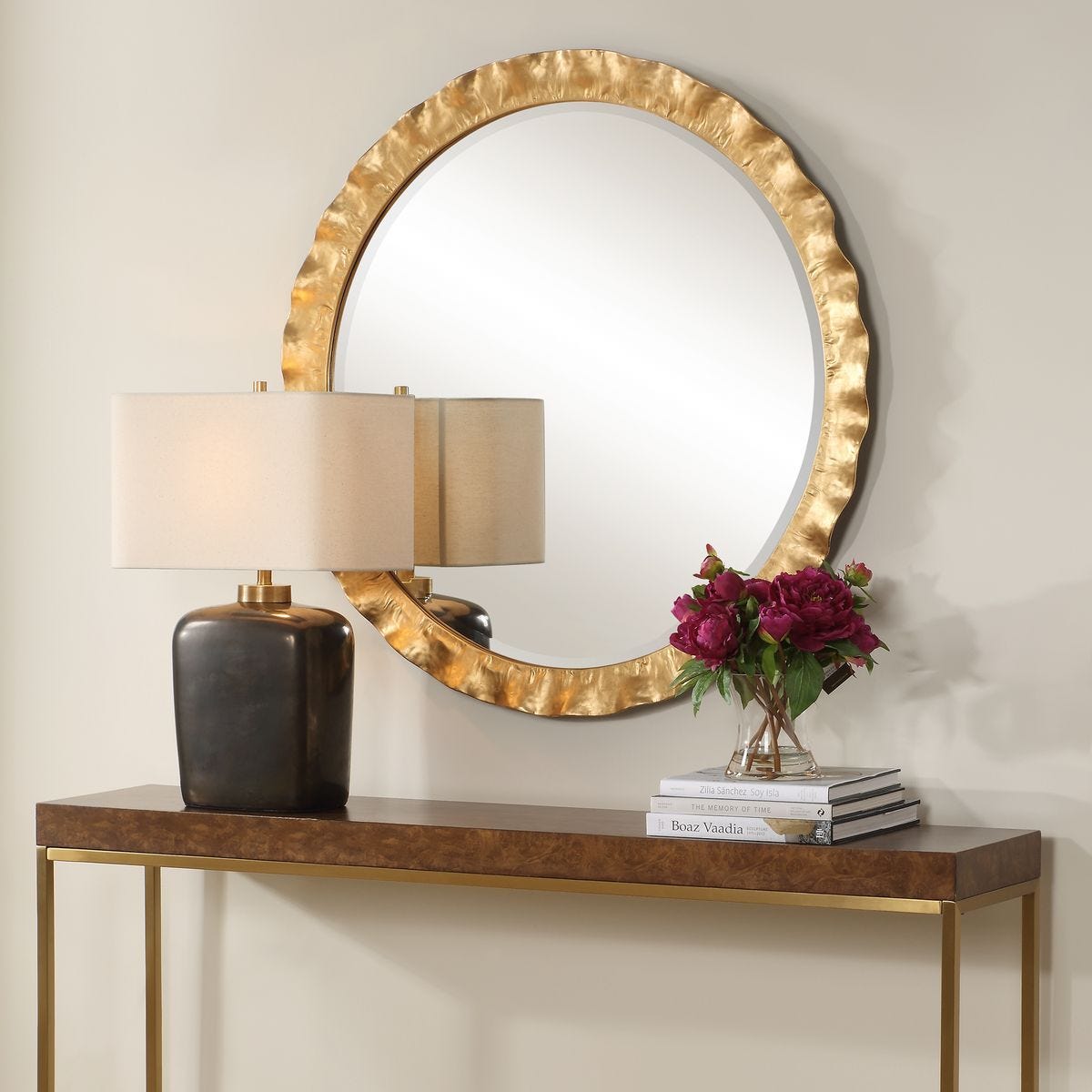 Haya Round Mirror, Gold - available in various shapes, sizes, and frame styles | Image 3 | InSTYLE Home & Rugs