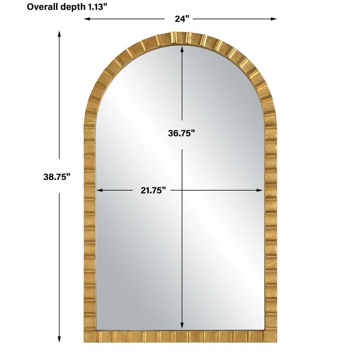 Dandridge Arch Mirror, Gold - perfect for enhancing light and creating a sense of space | Image 3 | InSTYLE Home & Rugs