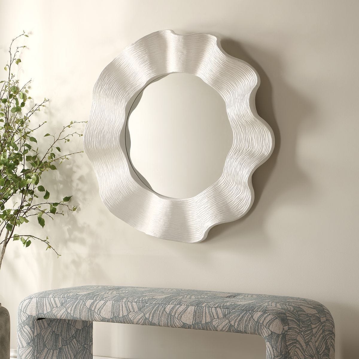 Wave Length Round Mirror - full-length mirror for creating the illusion of space and light | Image 3 | InSTYLE Home & Rugs