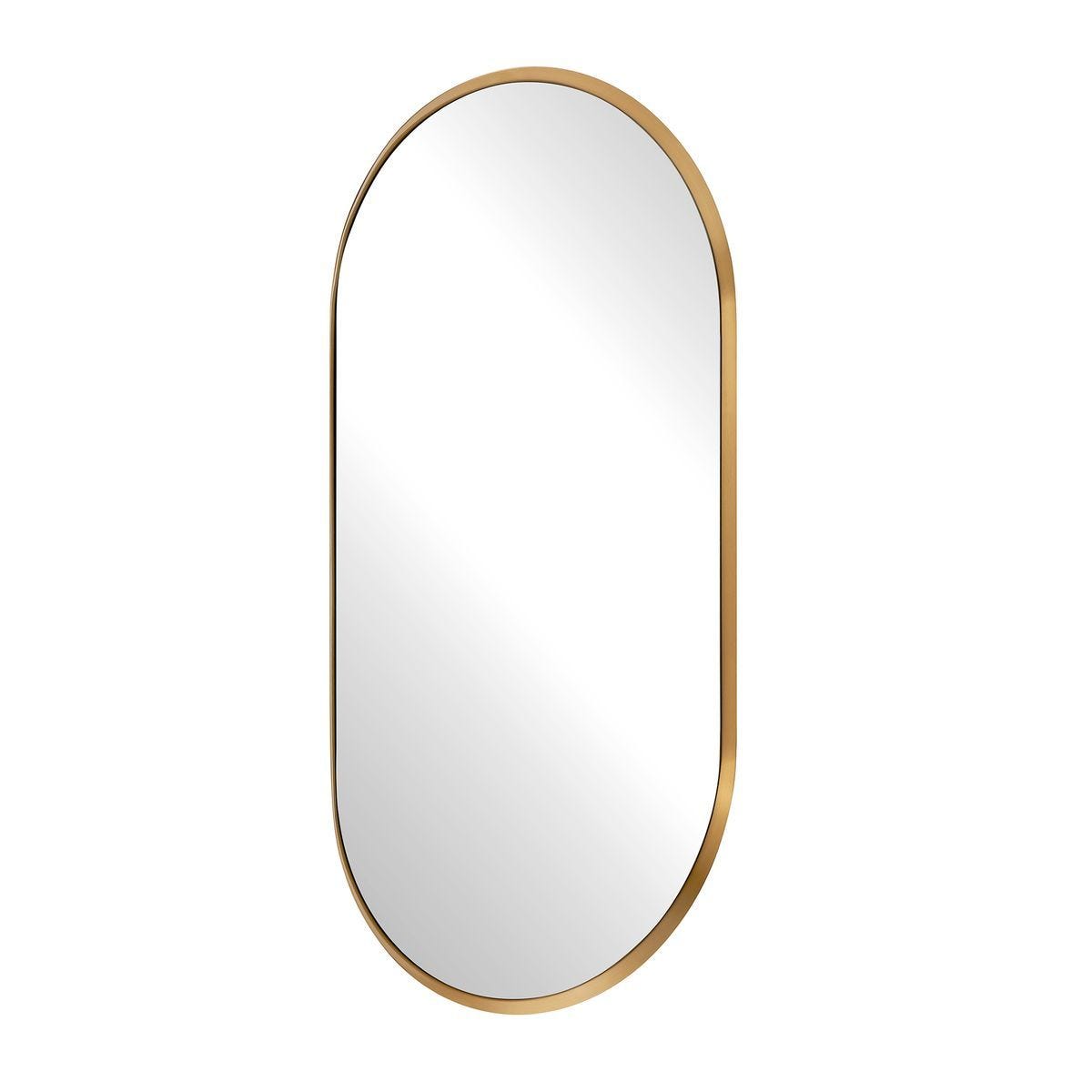 Torrado Oval Mirror, Brass - modern mirror with sleek design for contemporary interiors | Image 4 | InSTYLE Home & Rugs