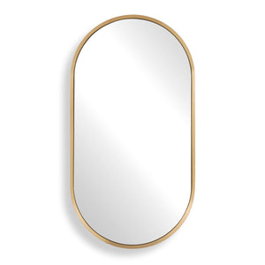 Torrado Oval Mirror, Brass - modern mirror with sleek design for contemporary interiors | Image 2 | InSTYLE Home & Rugs