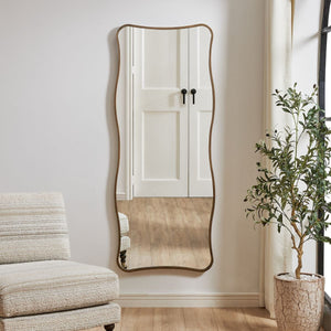 Pavia Tall Mirror, Gold - perfect for enhancing light and creating a sense of space | Image 1 | InSTYLE Home & Rugs