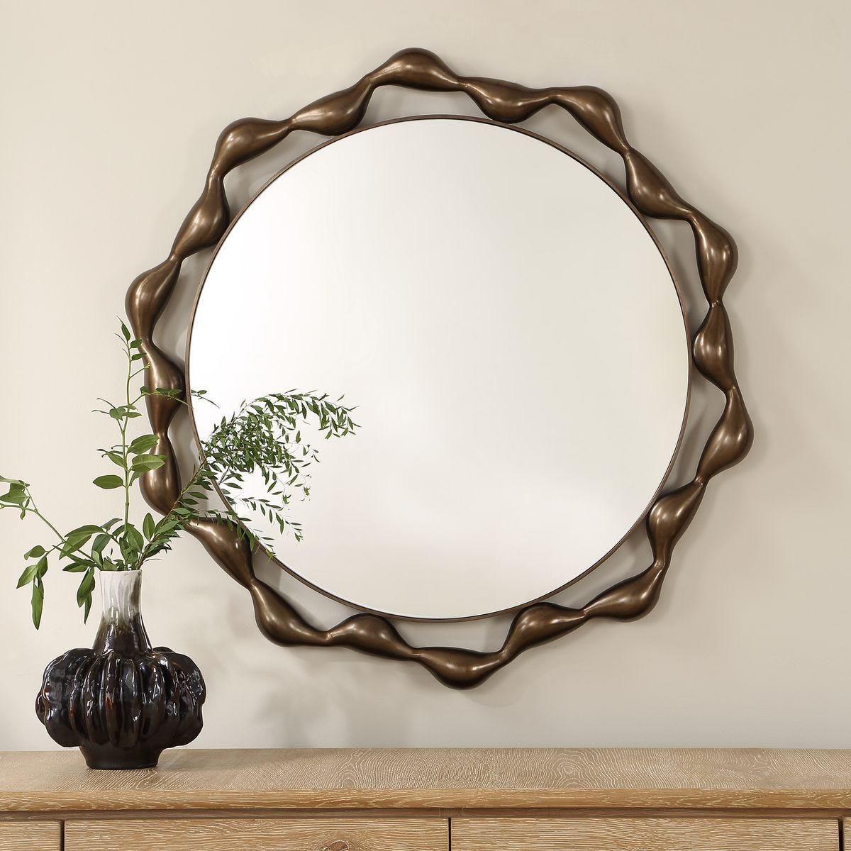 Remolino Round Mirror - modern mirror with sleek design for contemporary interiors | Image 1 | InSTYLE Home & Rugs