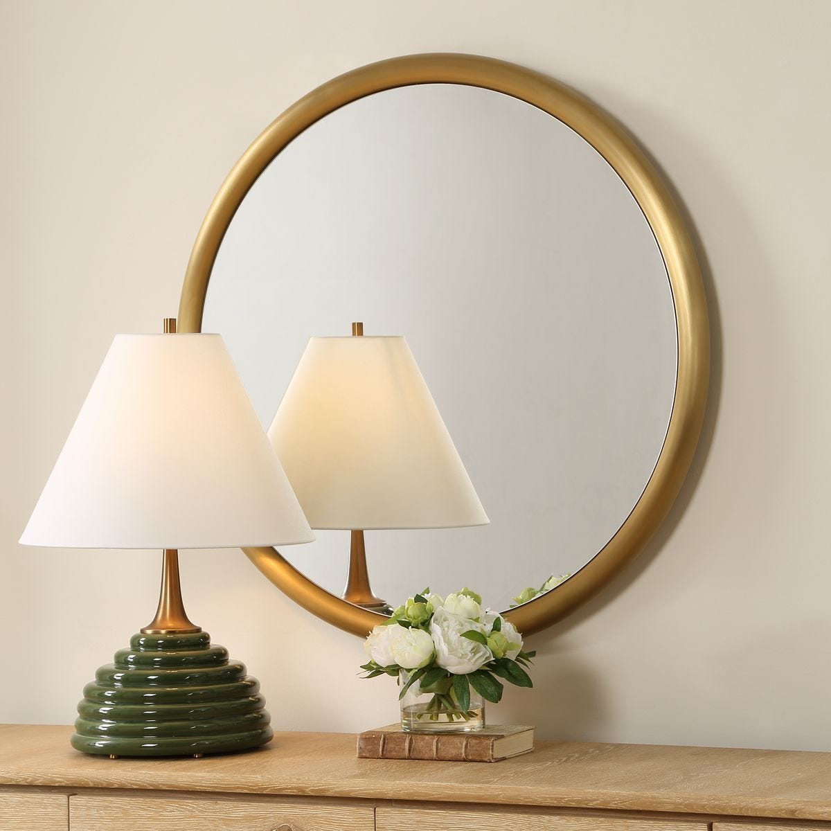 Atkinson Round Mirror - perfect for enhancing light and creating a sense of space | Image 3 | InSTYLE Home & Rugs
