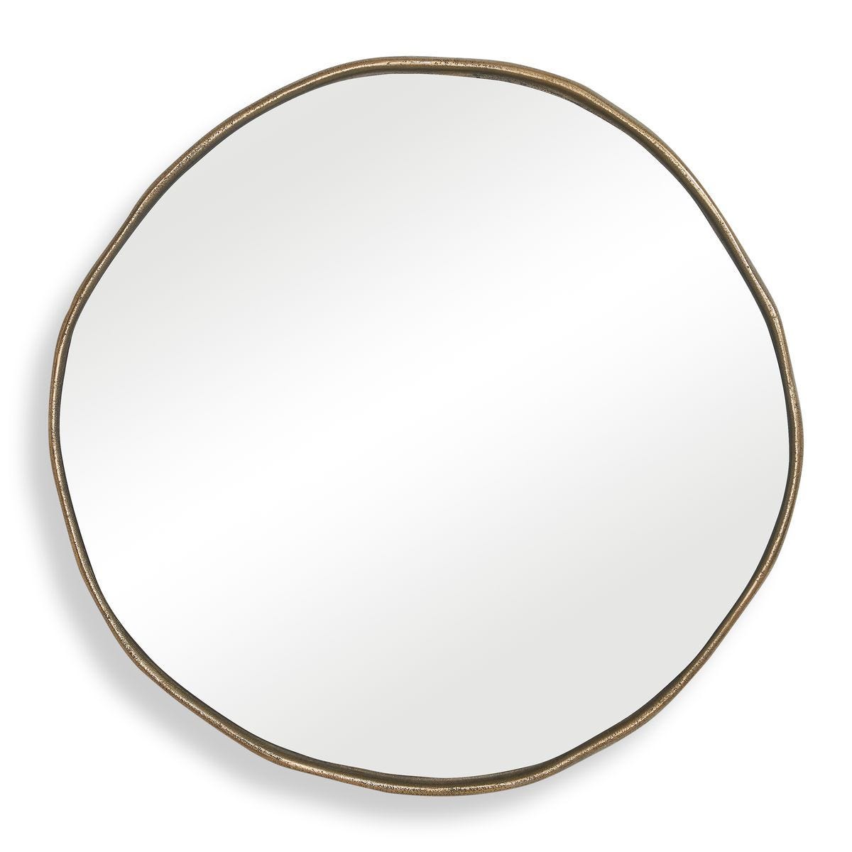 Lowen Round Mirror, Brass - modern mirror with sleek design for contemporary interiors | Image 2 | InSTYLE Home & Rugs