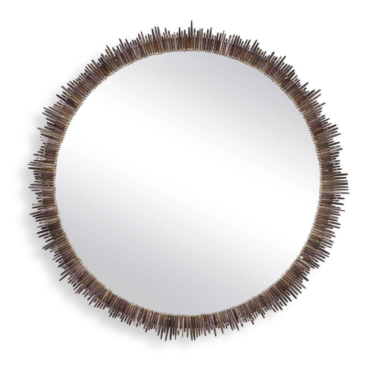 Tiger Sea Urchin Round Mirror - full-length mirror for creating the illusion of space and light | Image 2 | InSTYLE Home & Rugs