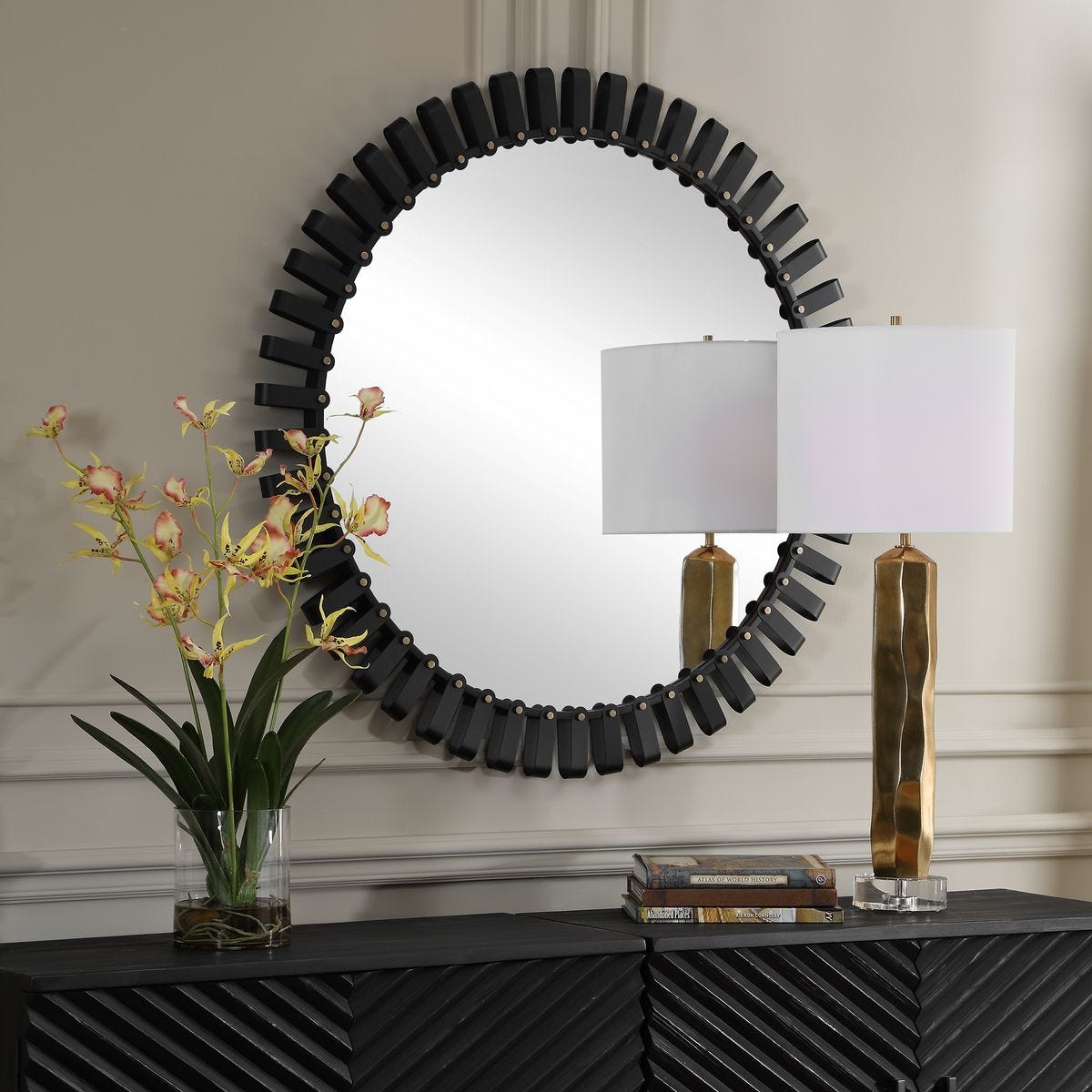 Jael Round Mirror - elegant mirror for adding style and light to any room | Image 3 | InSTYLE Home & Rugs