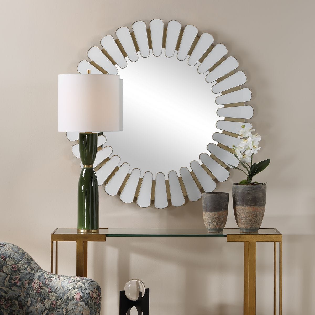 Miran Round Mirror - elegant mirror for adding style and light to any room | Image 1 | InSTYLE Home & Rugs