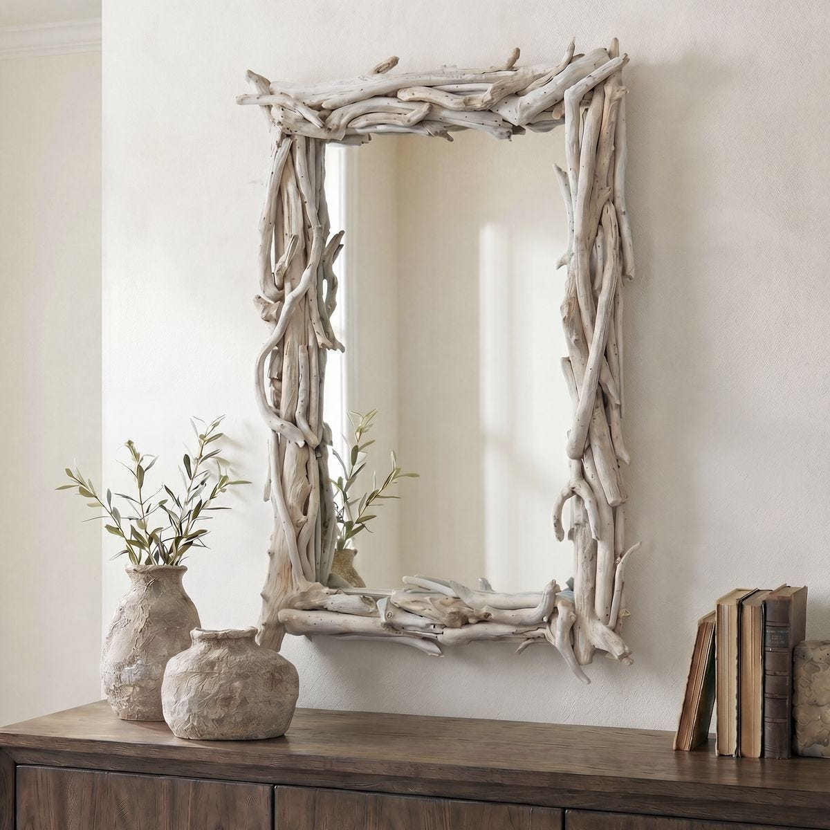 Rooted Reflection Mirror, Bleached - full-length mirror for creating the illusion of space and light | Image 1 | InSTYLE Home & Rugs