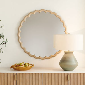 Cerrito Round Mirror, Burnished Ivory - modern mirror with sleek design for contemporary interiors | Image 1 | InSTYLE Home & Rugs
