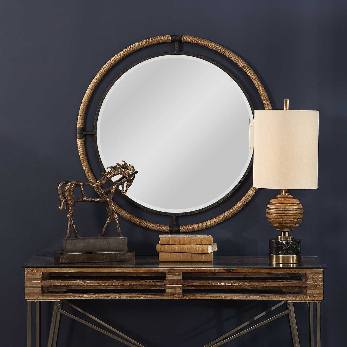 Melville Round Mirror - modern mirror with sleek design for contemporary interiors | Image 4 | InSTYLE Home & Rugs