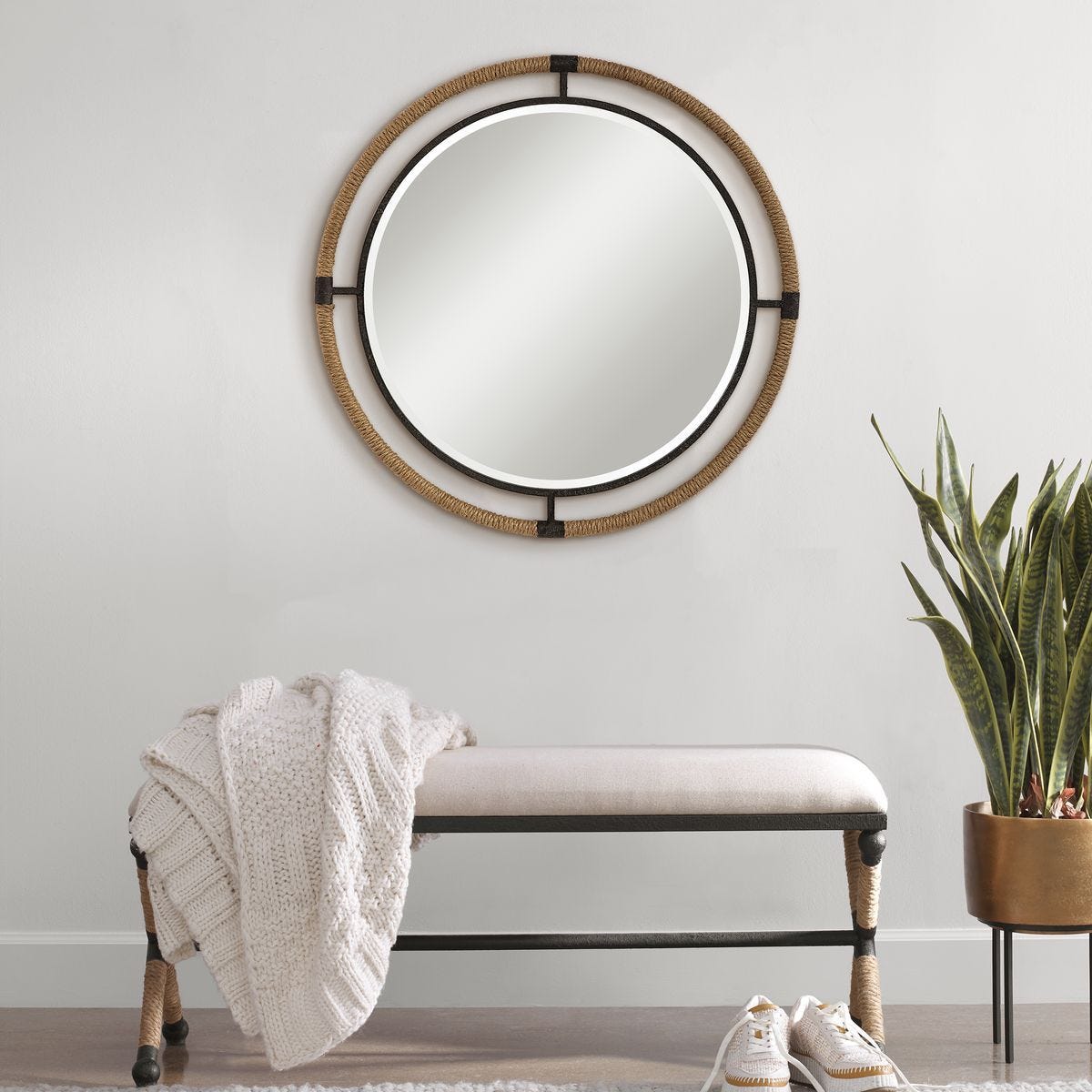 Melville Round Mirror - modern mirror with sleek design for contemporary interiors | Image 1 | InSTYLE Home & Rugs