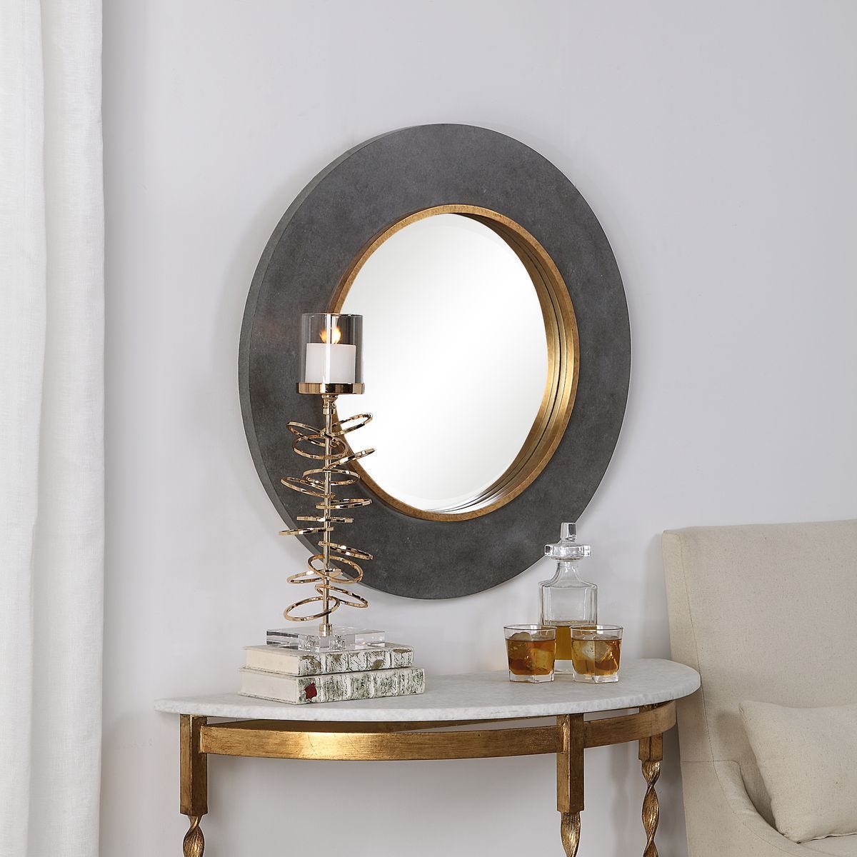 Saul Round Mirror - full-length mirror for creating the illusion of space and light | Image 4 | InSTYLE Home & Rugs