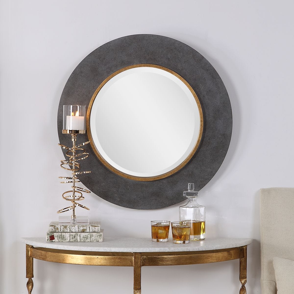 Saul Round Mirror - full-length mirror for creating the illusion of space and light | Image 1 | InSTYLE Home & Rugs