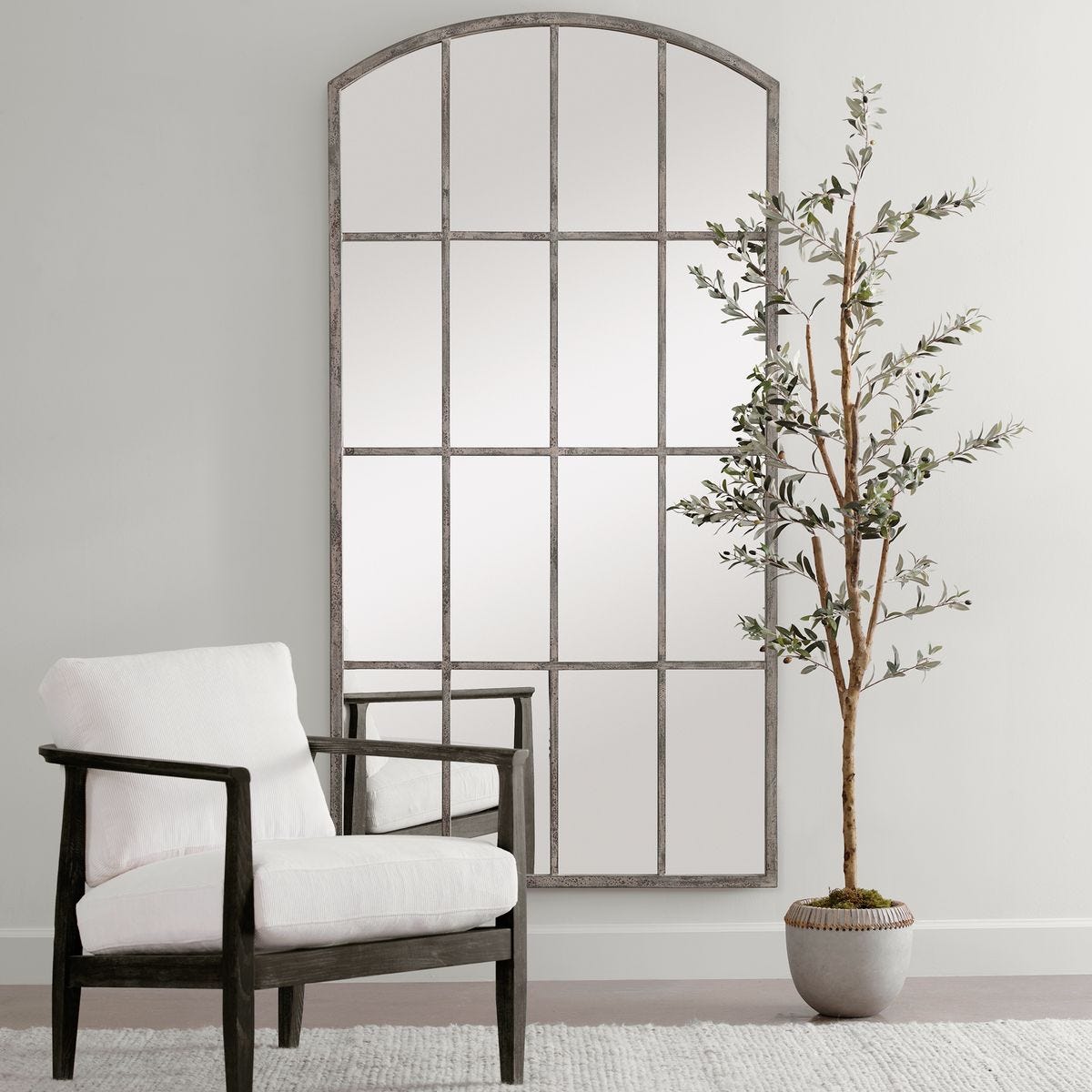 Amiel Large Arch Mirror, Ivory - full-length mirror for creating the illusion of space and light | Image 6 | InSTYLE Home & Rugs