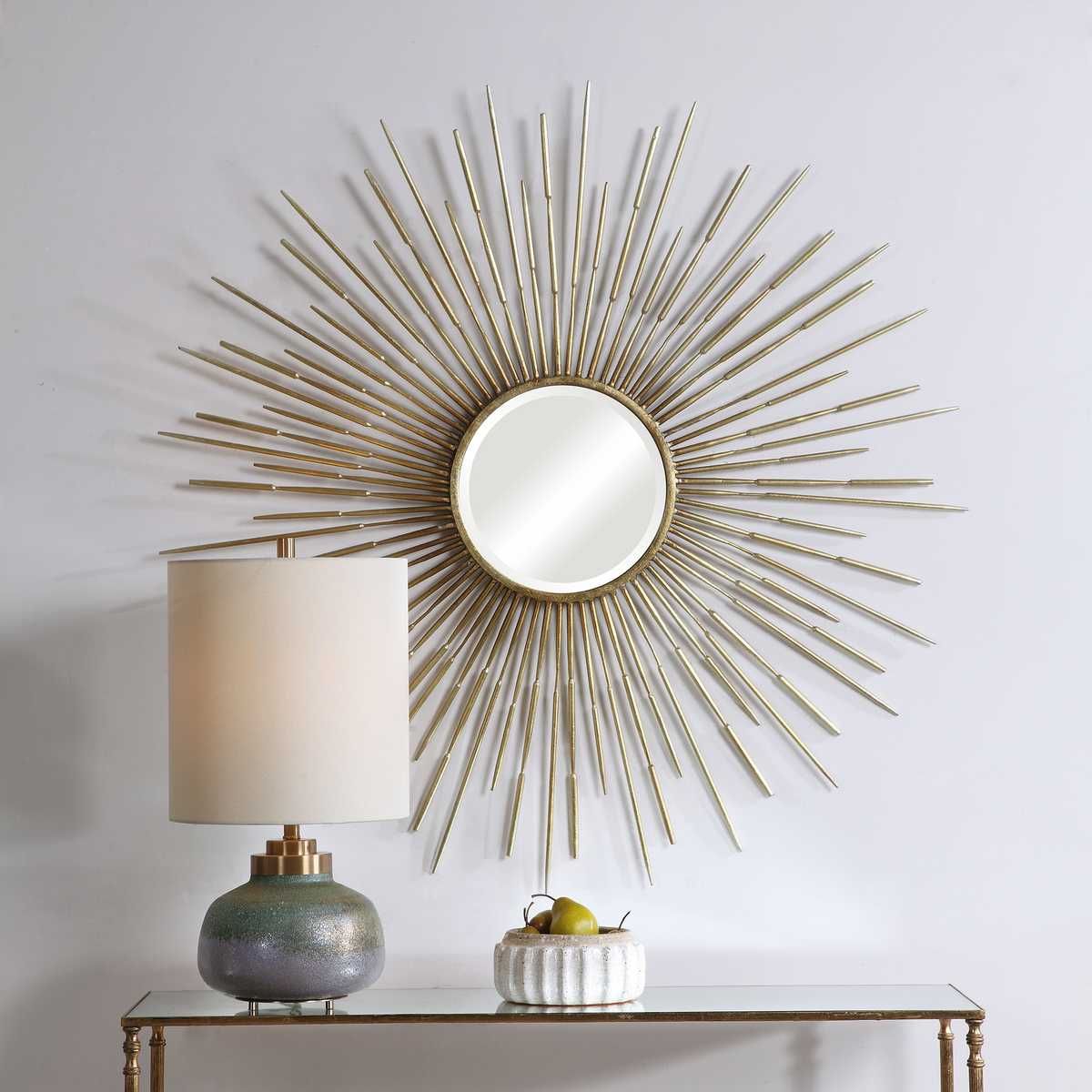 Golden Rays Round Mirror - full-length mirror for creating the illusion of space and light | Image 5 | InSTYLE Home & Rugs