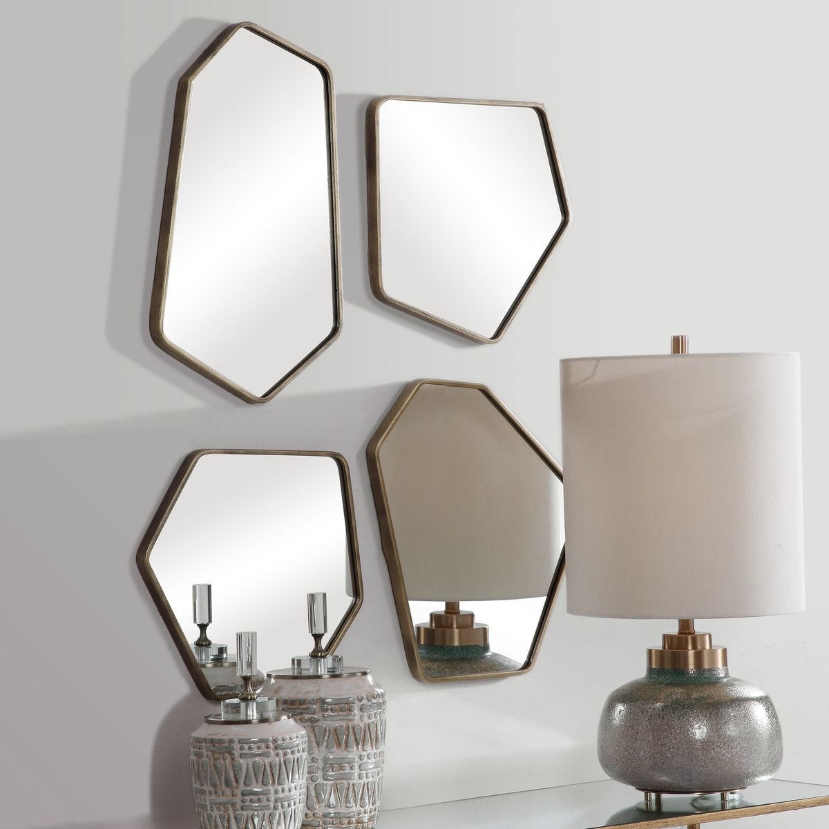 Linneah Mirrors, Gold, S/4 - perfect for enhancing light and creating a sense of space | Image 3 | InSTYLE Home & Rugs