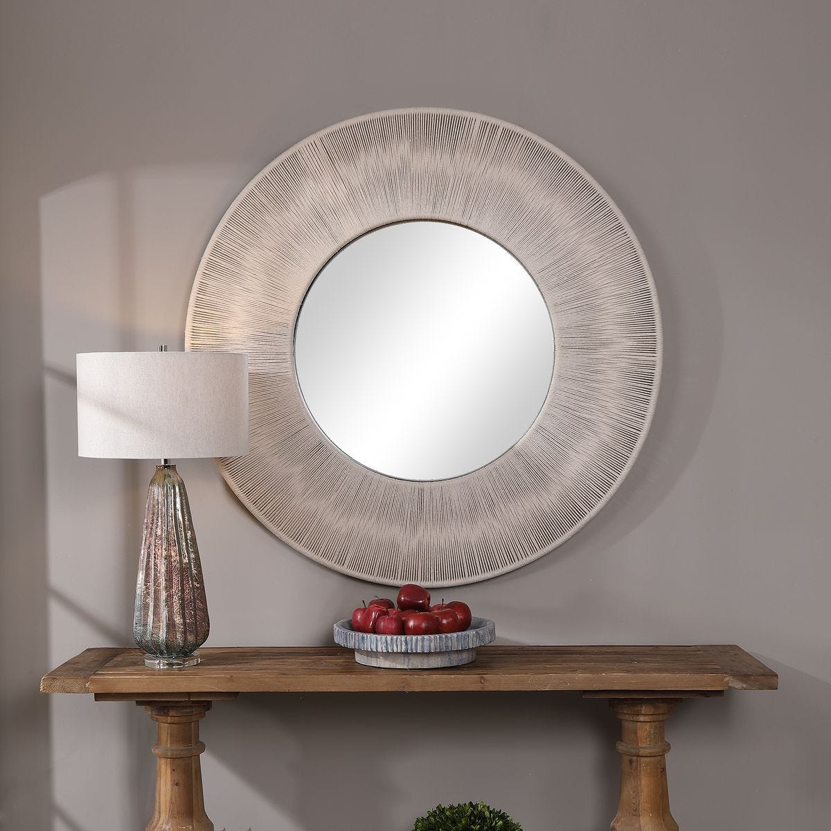 Sailor's Knot Round Mirror, White - modern mirror with sleek design for contemporary interiors | Image 5 | InSTYLE Home & Rugs