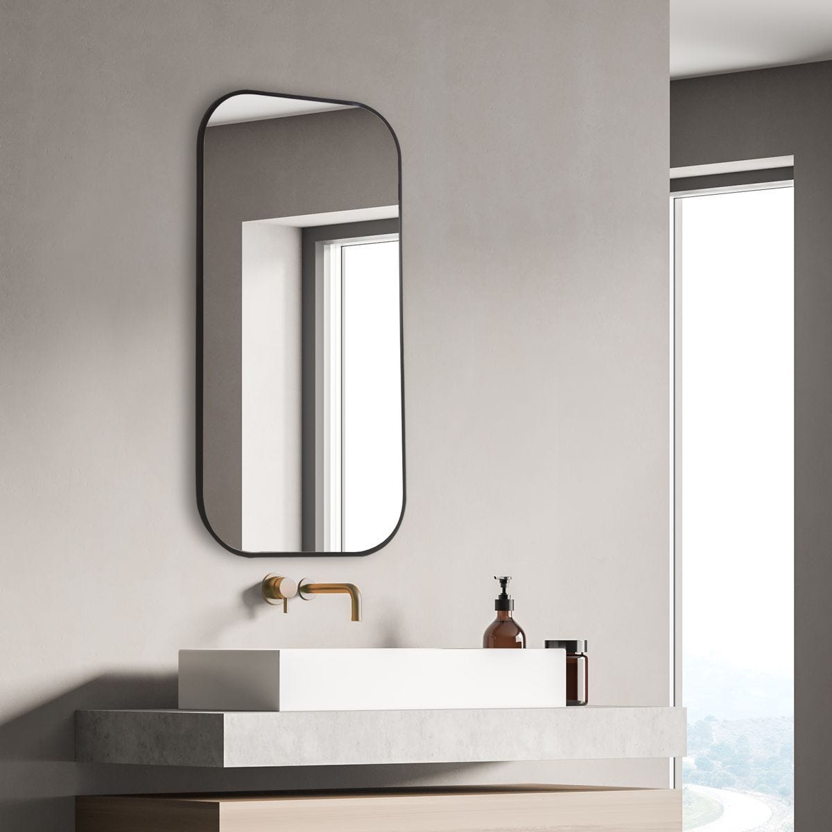 Taft Mirror, Black - modern mirror with sleek design for contemporary interiors | Image 1 | InSTYLE Home & Rugs