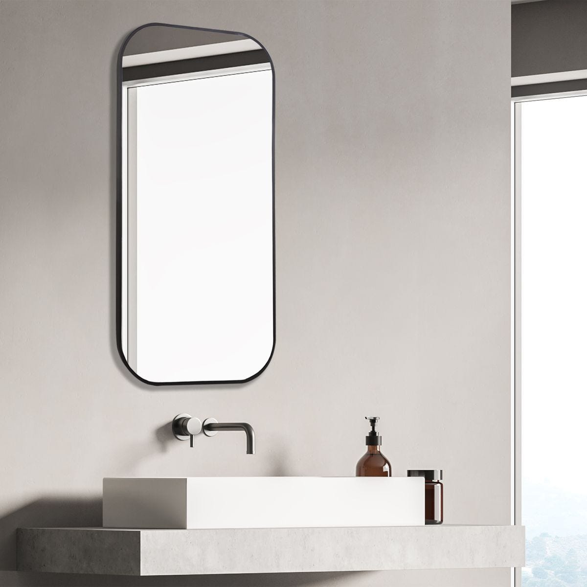Taft Mirror, Black - modern mirror with sleek design for contemporary interiors | Image 3 | InSTYLE Home & Rugs