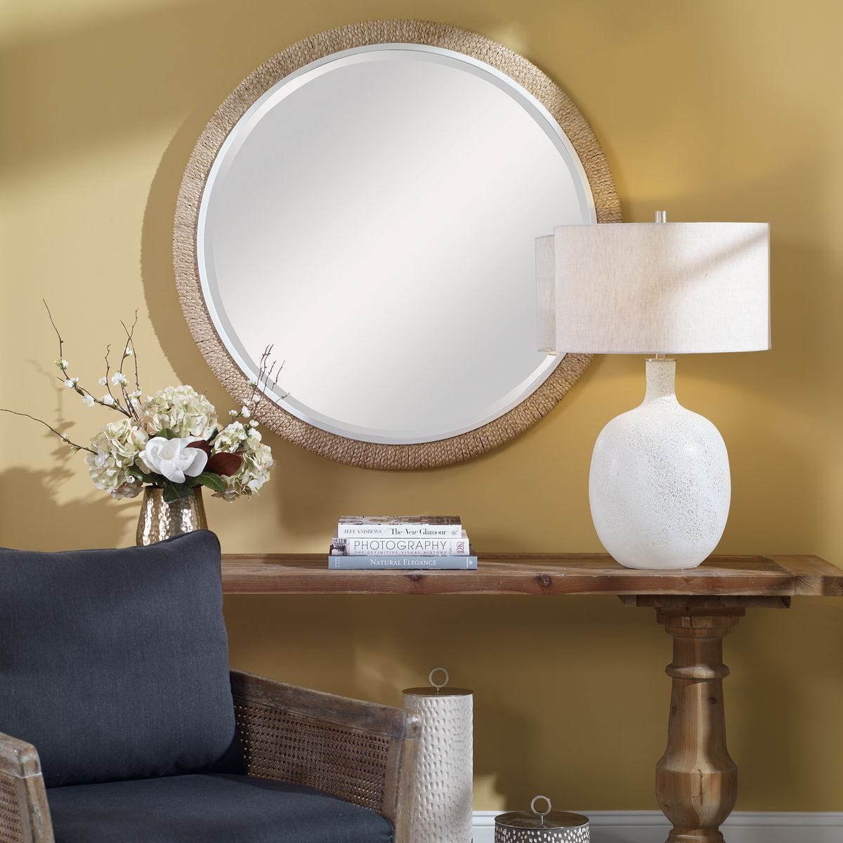Carbet Round Mirror - full-length mirror for creating the illusion of space and light | Image 5 | InSTYLE Home & Rugs