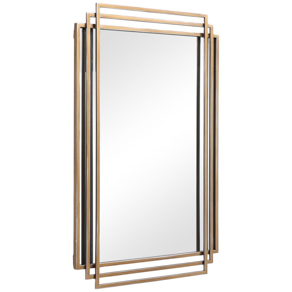 Amherst Mirror, Gold - modern mirror with sleek design for contemporary interiors | Image 3 | InSTYLE Home & Rugs