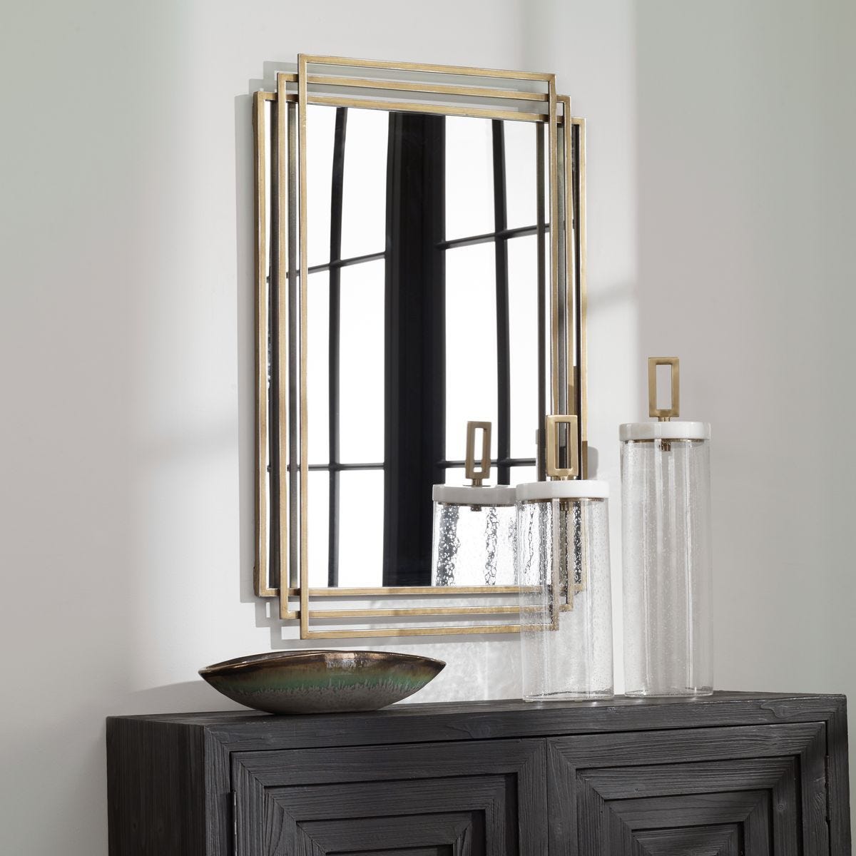 Amherst Mirror, Gold - modern mirror with sleek design for contemporary interiors | Image 5 | InSTYLE Home & Rugs