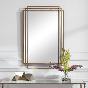 Amherst Mirror, Gold - modern mirror with sleek design for contemporary interiors | Image 6 | InSTYLE Home & Rugs