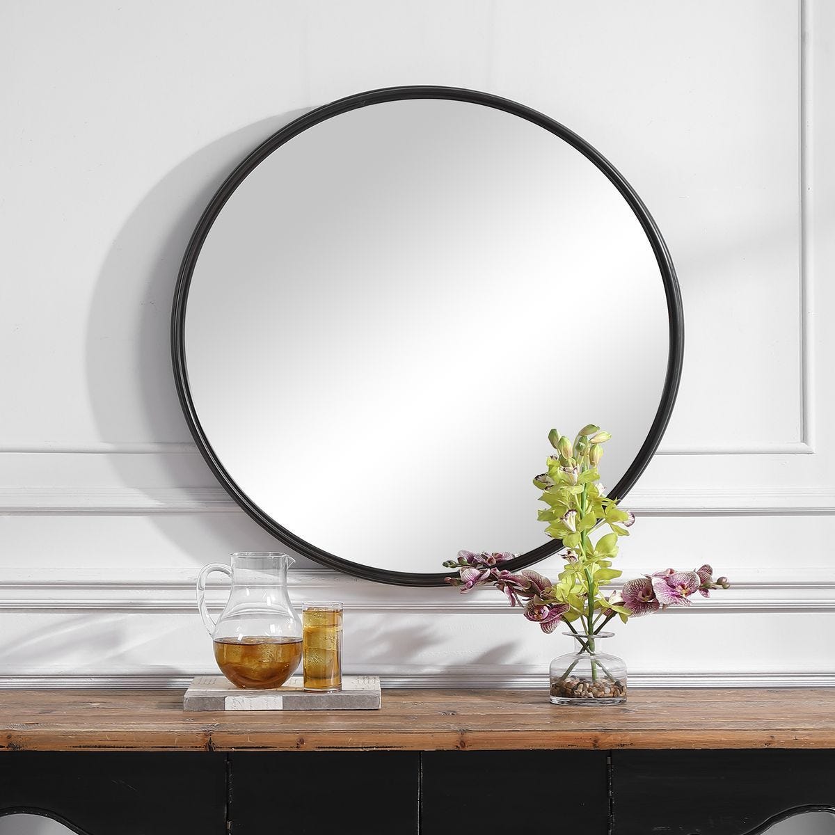 Belham Round Mirror - full-length mirror for creating the illusion of space and light | Image 3 | InSTYLE Home & Rugs