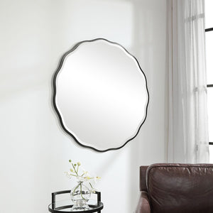 Aneta Round Mirror, Black - modern mirror with sleek design for contemporary interiors | Image 4 | InSTYLE Home & Rugs