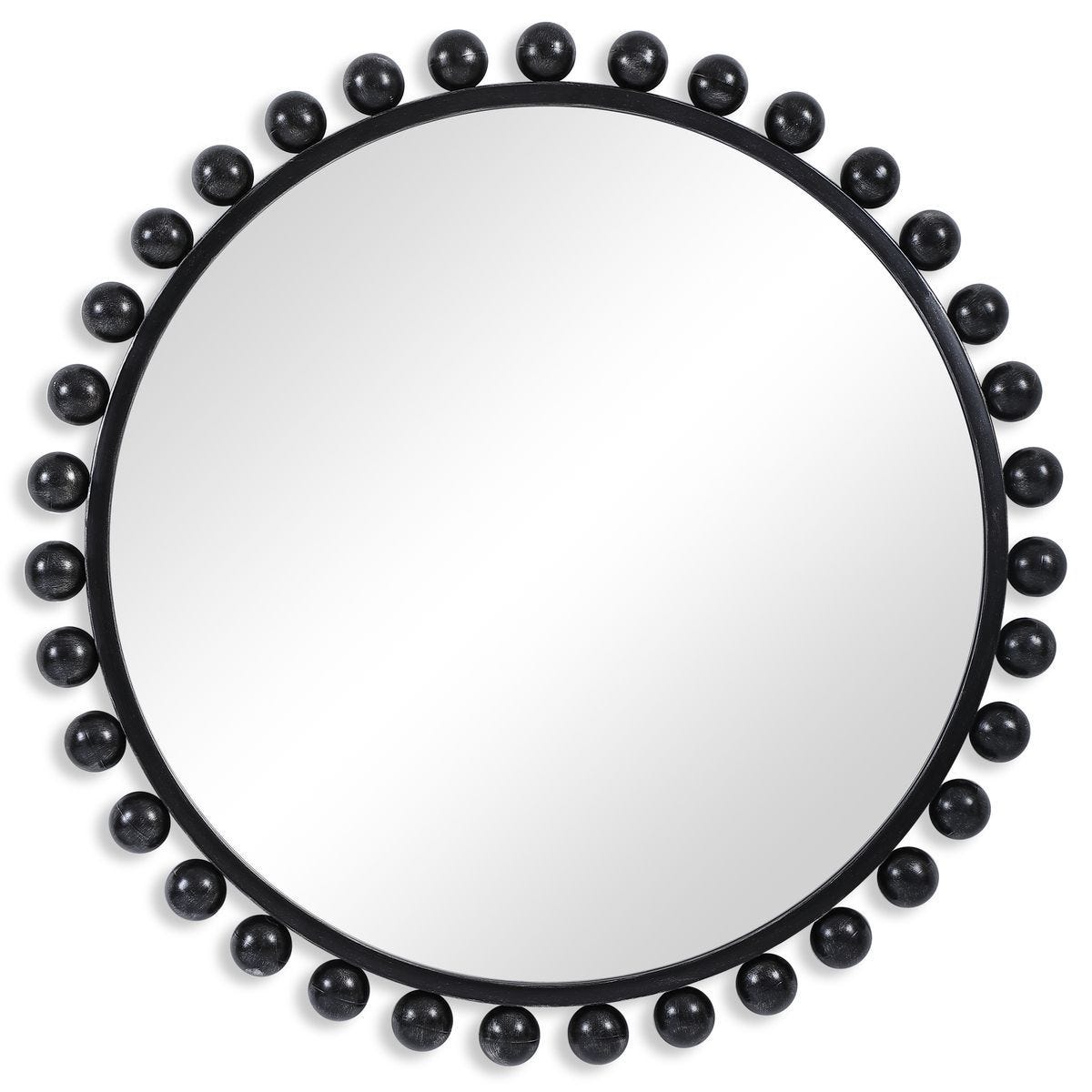 Cyra Round Mirror, Black - full-length mirror for creating the illusion of space and light | Image 2 | InSTYLE Home & Rugs