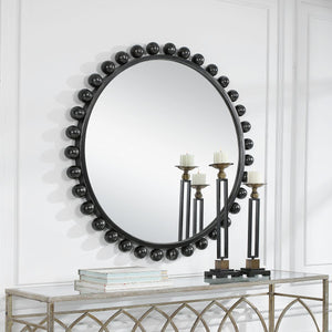 Cyra Round Mirror, Black - full-length mirror for creating the illusion of space and light | Image 8 | InSTYLE Home & Rugs