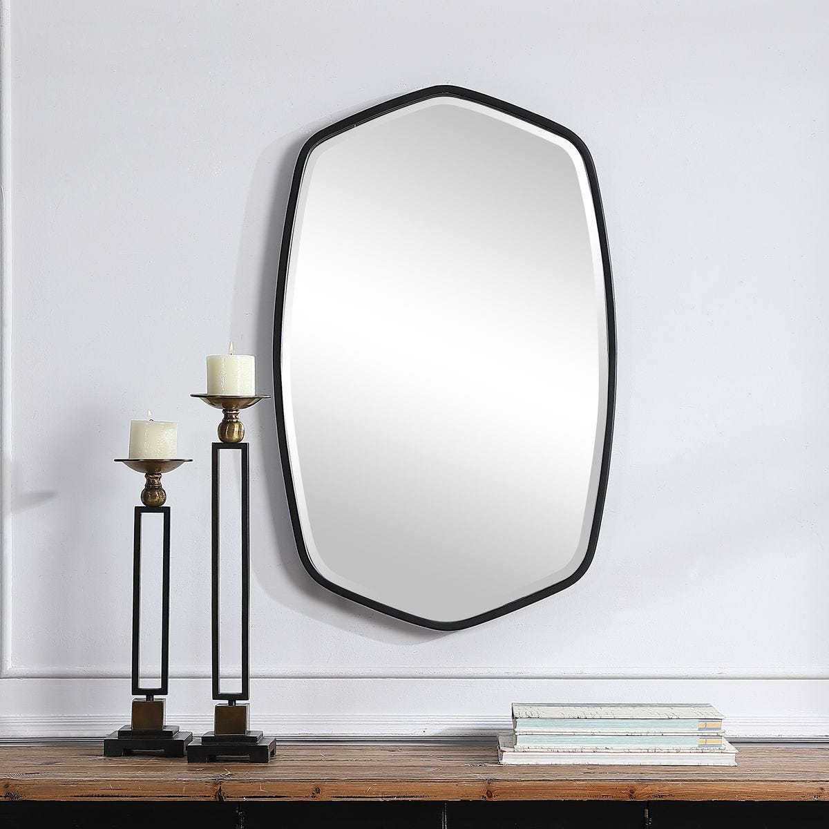 Duronia Mirror, Black - elegant mirror for adding style and light to any room | Image 5 | InSTYLE Home & Rugs