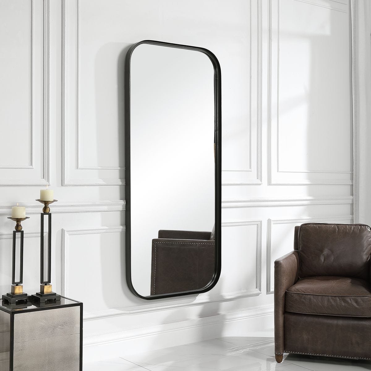 Concord Tall Mirror, Black - elegant mirror for adding style and light to any room | Image 5 | InSTYLE Home & Rugs
