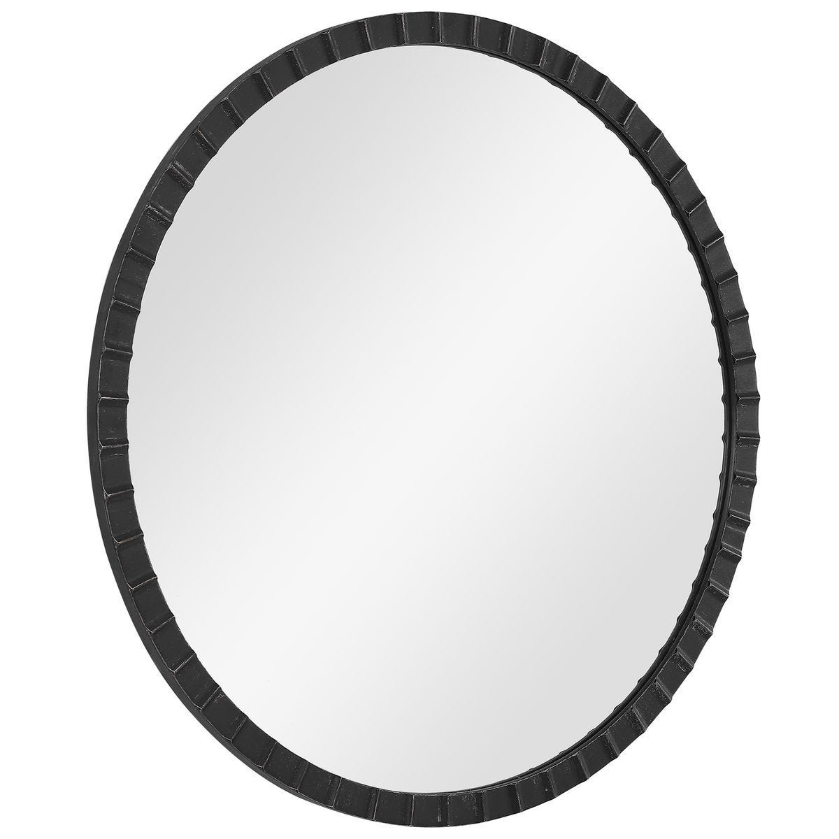 Dandridge Round Mirror, Black - modern mirror with sleek design for contemporary interiors | Image 4 | InSTYLE Home & Rugs