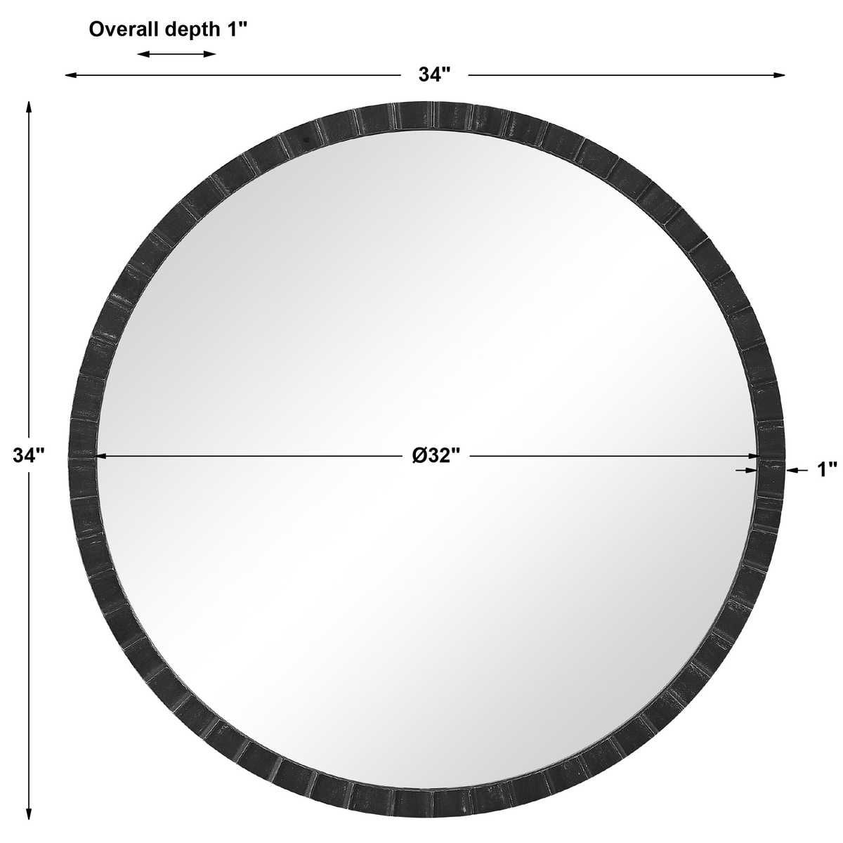 Dandridge Round Mirror, Black - modern mirror with sleek design for contemporary interiors | Image 7 | InSTYLE Home & Rugs