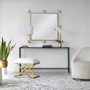Balkan Square Mirror, Gold - modern mirror with sleek design for contemporary interiors | Image 3 | InSTYLE Home & Rugs