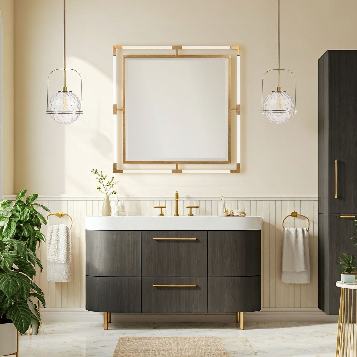 Balkan Square Mirror, Gold - modern mirror with sleek design for contemporary interiors | Image 1 | InSTYLE Home & Rugs