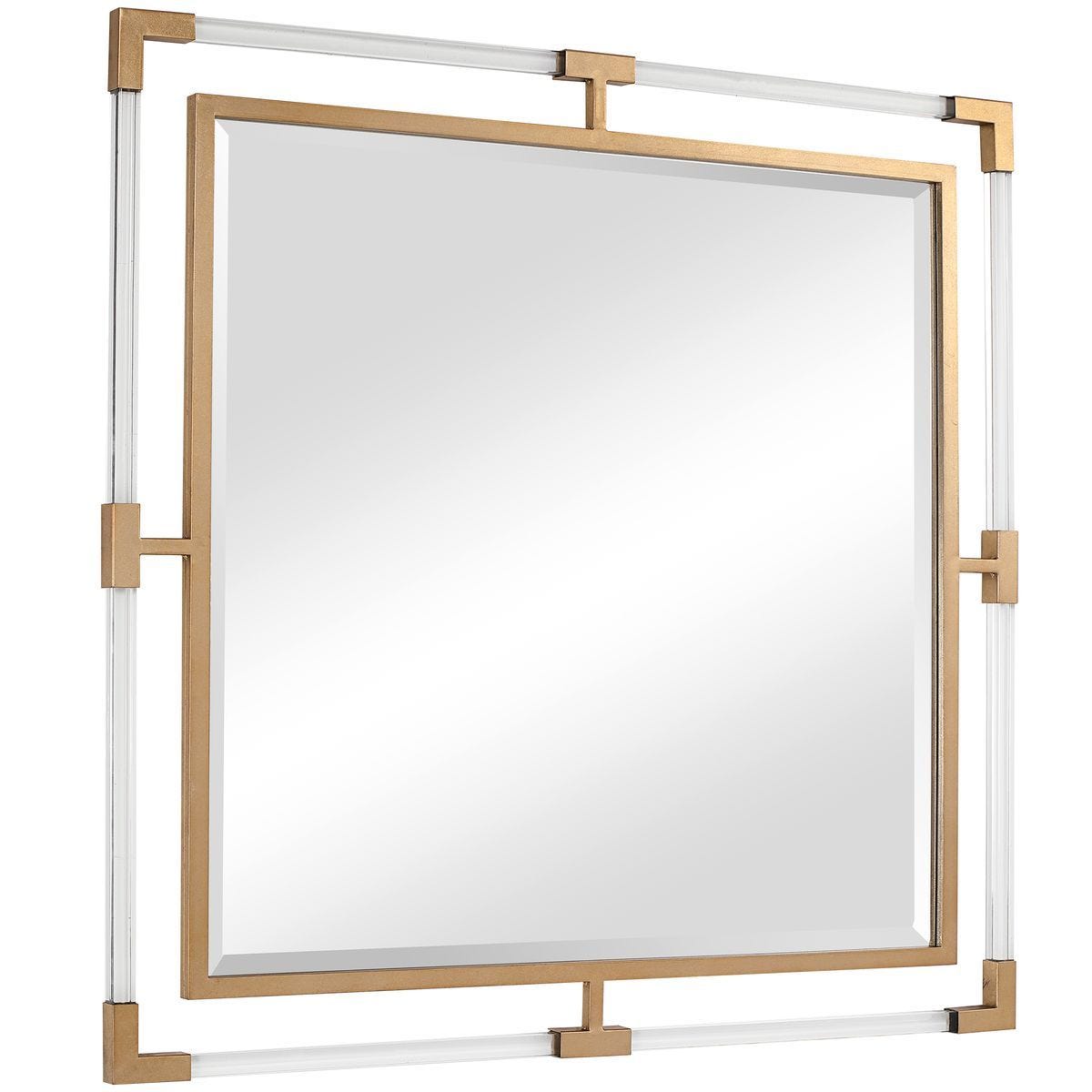 Balkan Square Mirror, Gold - modern mirror with sleek design for contemporary interiors | Image 4 | InSTYLE Home & Rugs