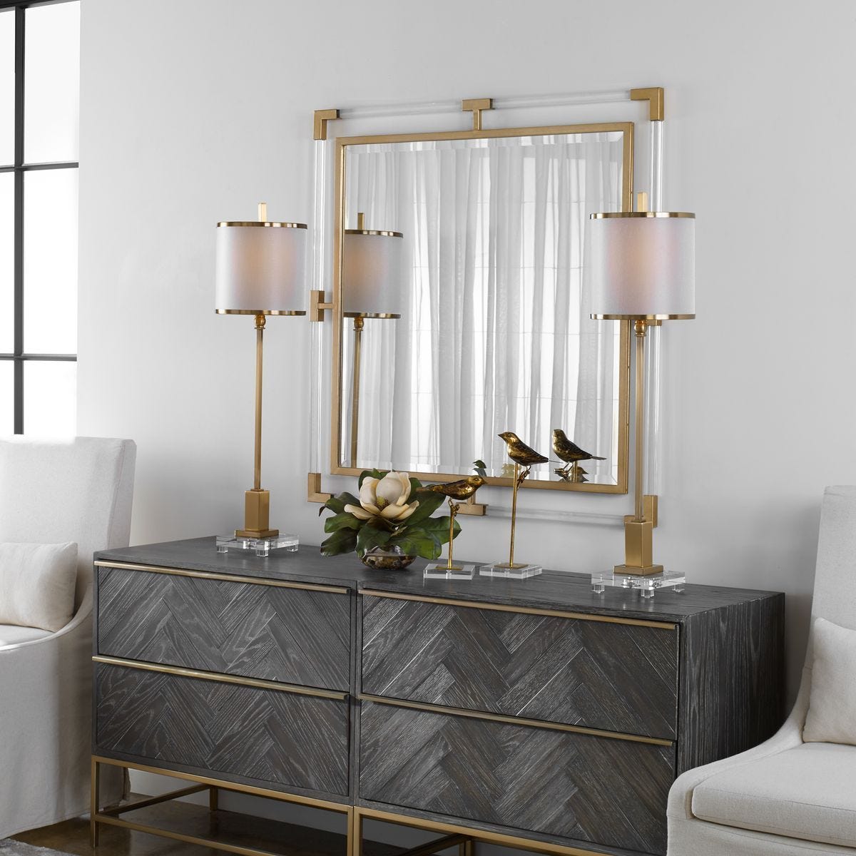 Balkan Square Mirror, Gold - modern mirror with sleek design for contemporary interiors | Image 6 | InSTYLE Home & Rugs