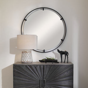 Cashel Round Mirror - modern mirror with sleek design for contemporary interiors | Image 1 | InSTYLE Home & Rugs