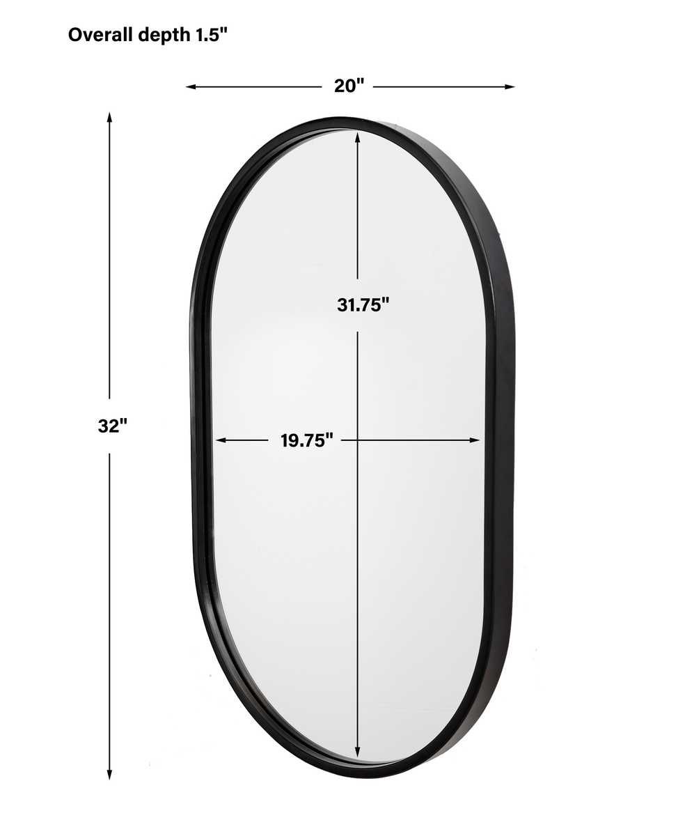 Varina Oval Mirror, Black - modern mirror with sleek design for contemporary interiors | Image 7 | InSTYLE Home & Rugs