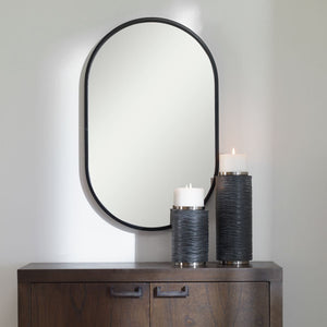 Varina Oval Mirror, Black - modern mirror with sleek design for contemporary interiors | Image 5 | InSTYLE Home & Rugs