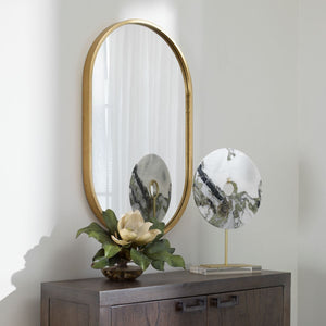 Varina Oval Mirror, Gold - modern mirror with sleek design for contemporary interiors | Image 6 | InSTYLE Home & Rugs