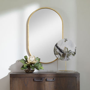 Varina Oval Mirror, Gold - modern mirror with sleek design for contemporary interiors | Image 5 | InSTYLE Home & Rugs