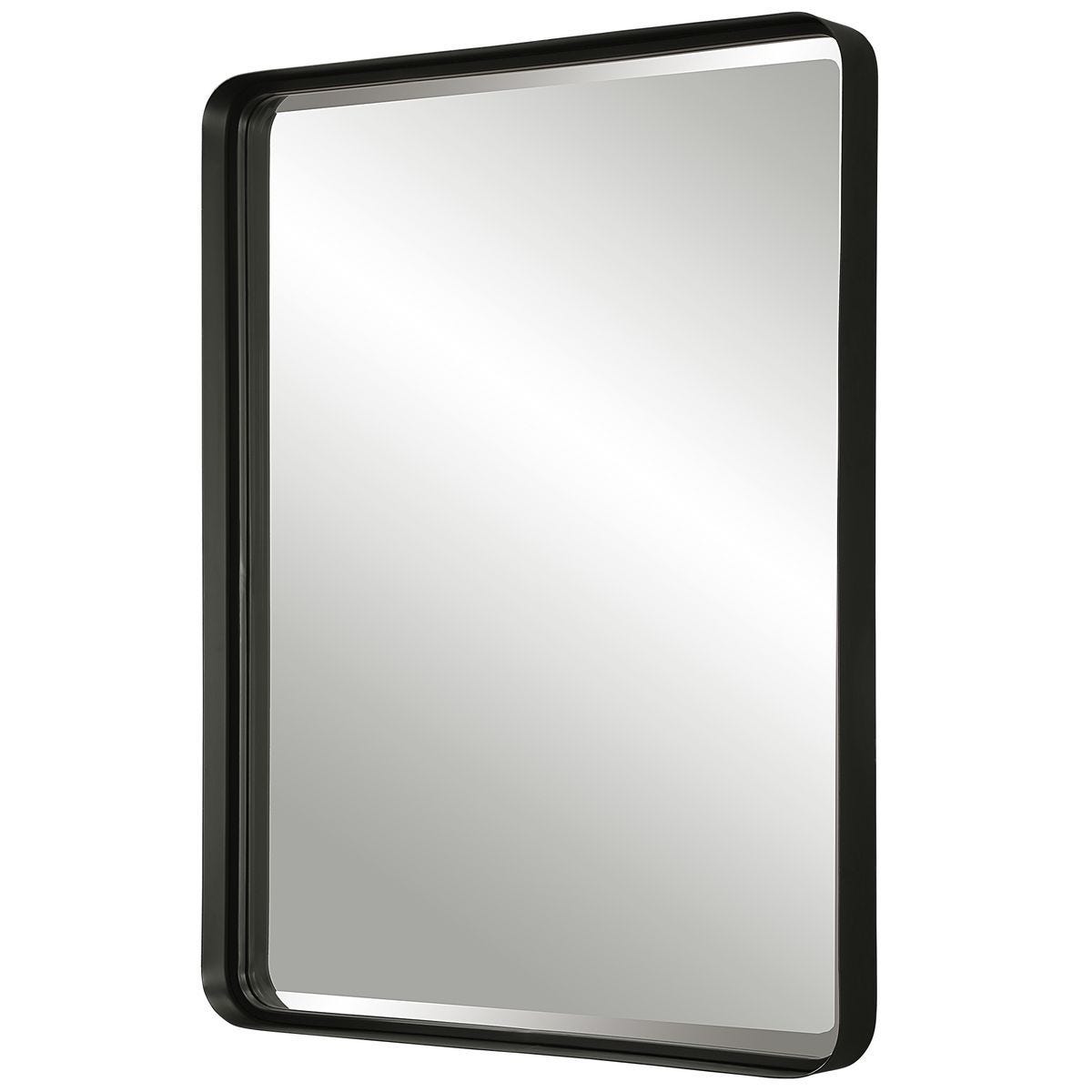 Crofton Large Mirror, Black - modern mirror with sleek design for contemporary interiors | Image 3 | InSTYLE Home & Rugs