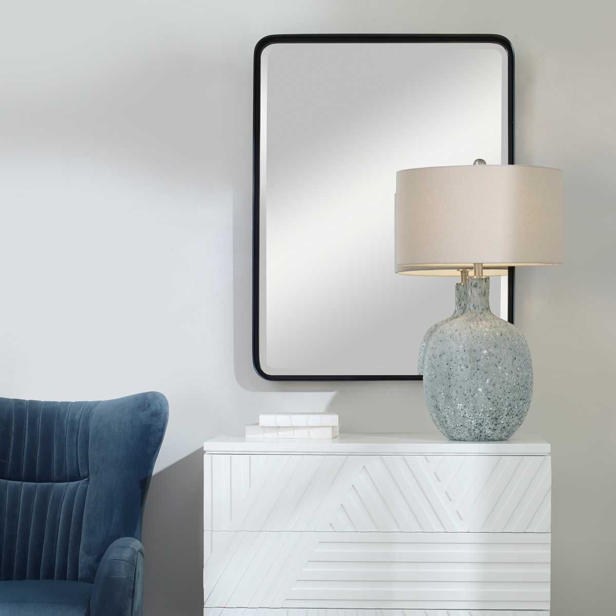 Crofton Large Mirror, Black - modern mirror with sleek design for contemporary interiors | Image 5 | InSTYLE Home & Rugs