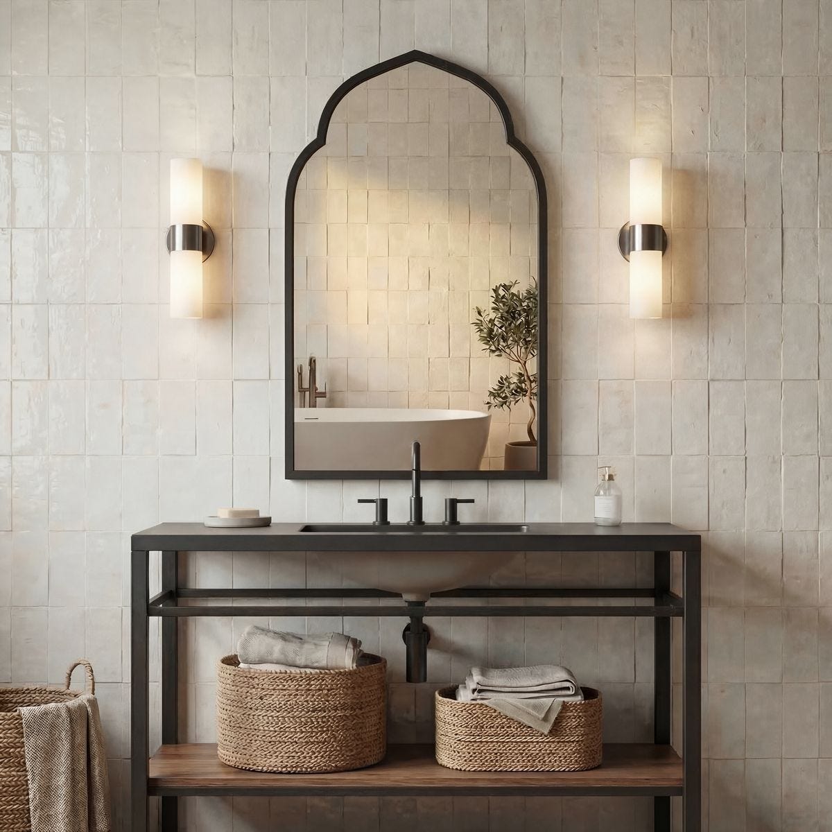 Kenitra Arch Mirror, Black - perfect for enhancing light and creating a sense of space | Image 8 | InSTYLE Home & Rugs
