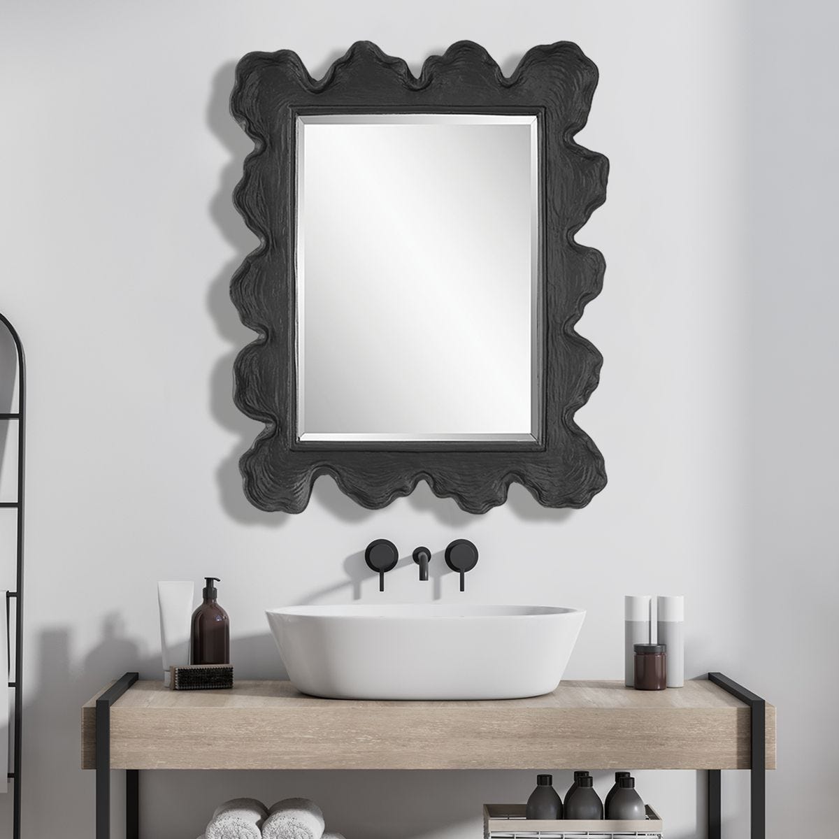 Sea Coral Mirror, Black - full-length mirror for creating the illusion of space and light | Image 1 | InSTYLE Home & Rugs
