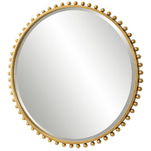 Taza Round Mirror, Gold - elegant mirror for adding style and light to any room | Image 3 | InSTYLE Home & Rugs